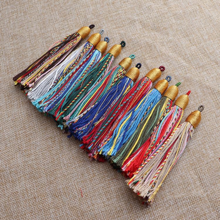 10 Nappe Per Gioielli Fai Da Te, 11 Cm, In Finta Seta Con Perline Di Giada E Moschettone, Colore Blu Reale, Per Orecchini, Collane, Portachiavi - 3