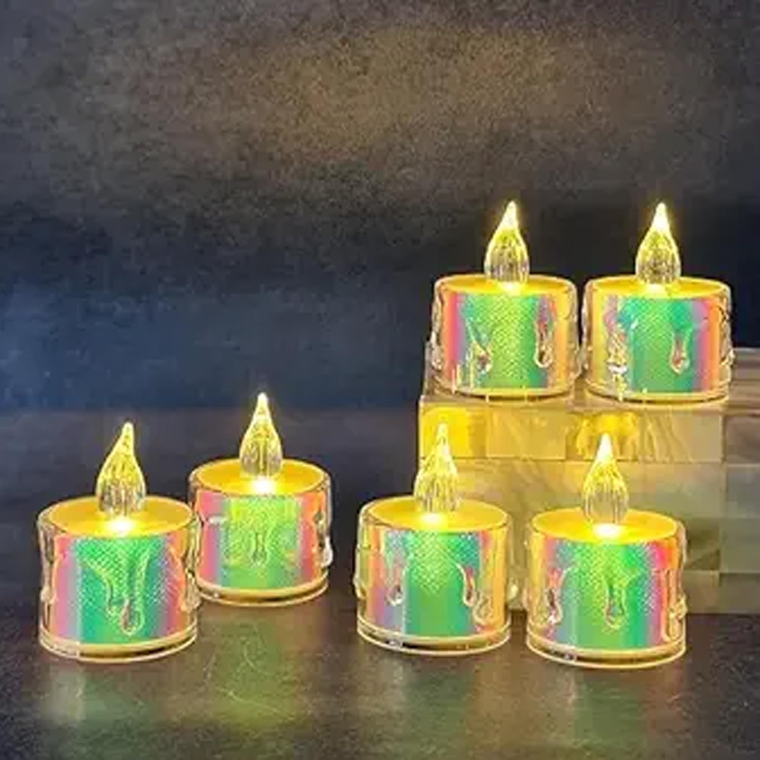 Itisha Treendzs Acrylic Rainbow LED Candles Flameless Smokless Decorative Tea Light for Home Decor Diwali Christmas, Transparent, 6 Pcs (B0C8NVYMQP) Amazon Price History, Amazon Price Tracker