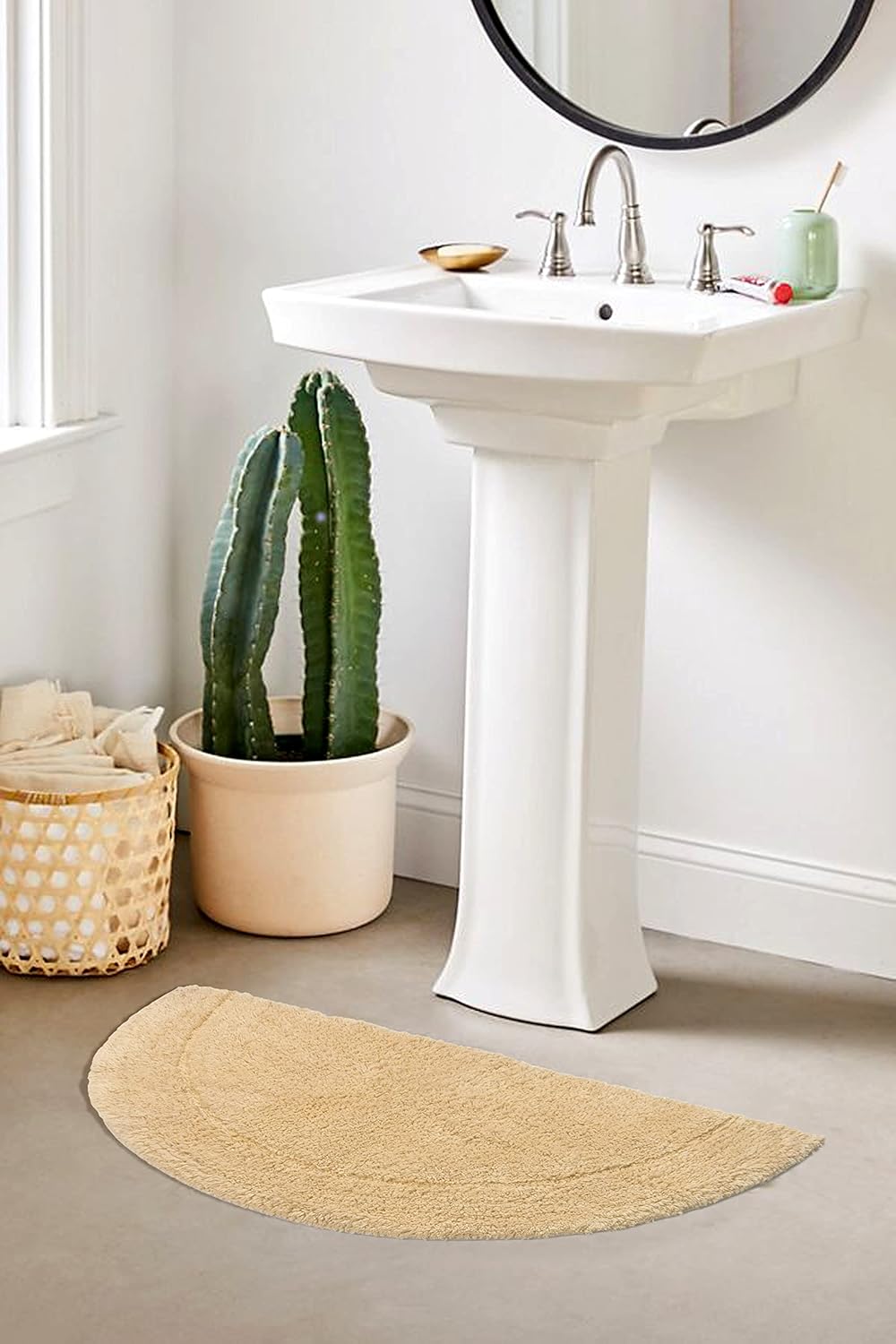 Home Weavers Waterford Collection 100% Cotton Tufted Bath Rug, Extra Soft and Absorbent Bath Rugs, Non-Slip Bath Carpet, Machine Wash Dry, Bath Mats for Bathroom Floor, 17" x 30" Slice Rug, Yellow 17"x30" Slice Rug Yellow