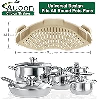 Vista 4 de AUOON Colador con clip - Colador de pasta de silicona para ollas, sartenes y cuencos Esenciales de cocina que ahorran espacio para cocinar