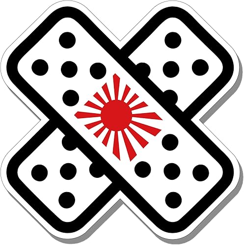 (2unidades) JDM), Sol Naciente Crossed Bandaid viniloFull Color Impreso(Tamaño 4")para Windows, paredes, Parachoques, computadora portátil,