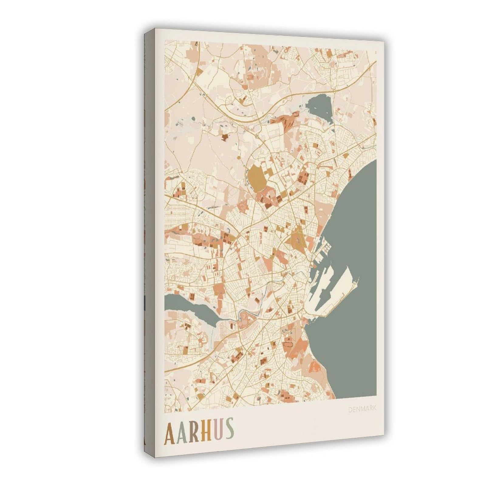 HEYANM Aarhus Map Poster Aarhus Print Poster Wall Art Denmark Travel Gift Boho Decor Canvas Poster Bedroom Office Room Decor Gift Frame 20x30inch