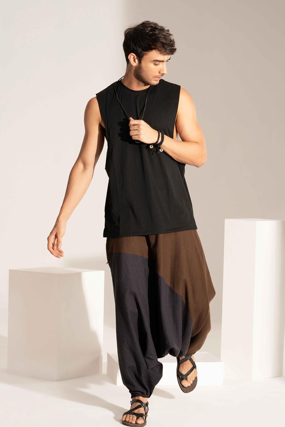 Travel Hippie Parachute Pants for Men, Baggy Flowy Pants Lounge Yoga Harem Boho Music Festival Dance Pant