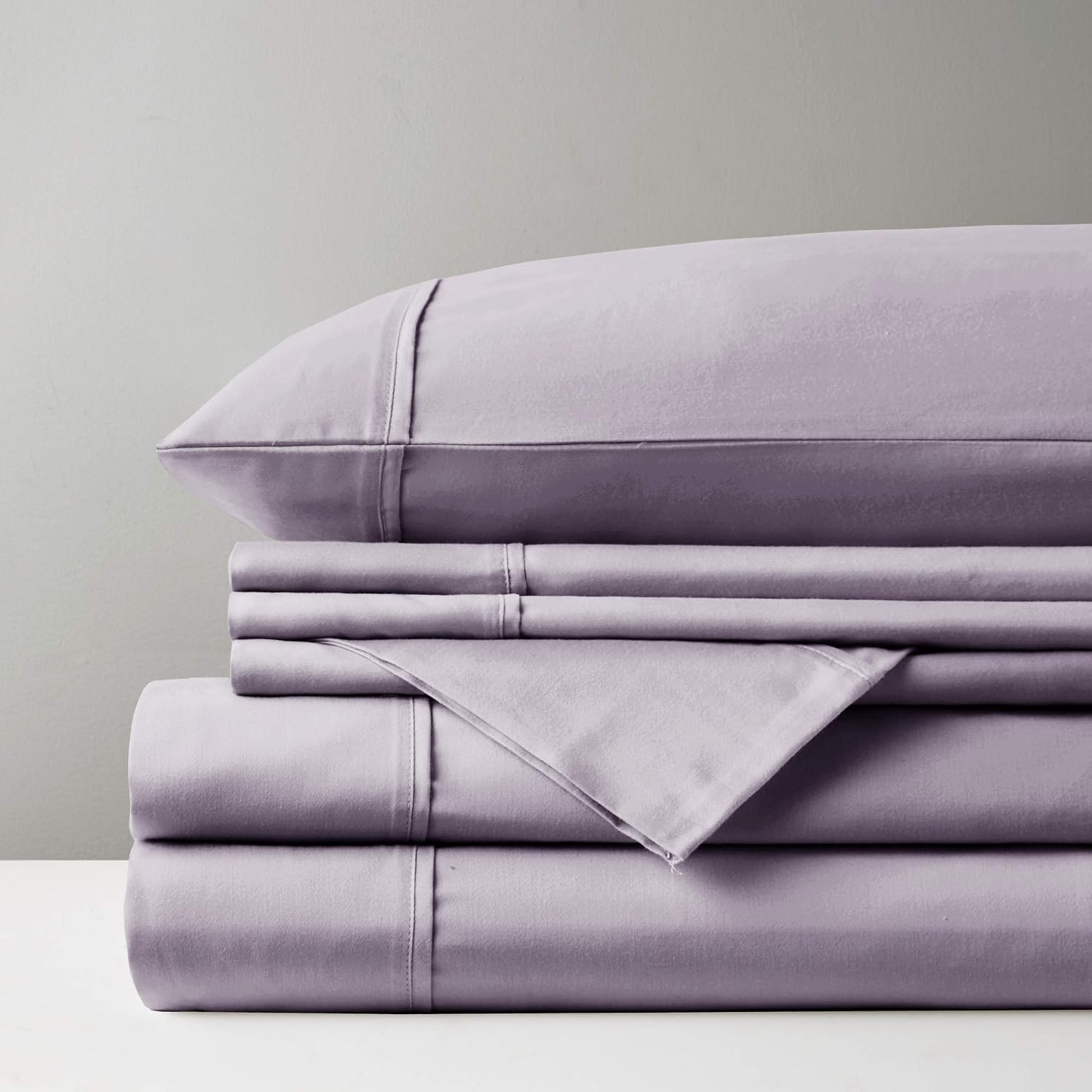 Madison Park 800 Thread Count Cotton Blend Sateen Wrinkle Resistant Hotel Luxury Fade Resistant Ultra Soft And Silky Bed Sheet Set Bedding, King Size, Purple, 6 Piece