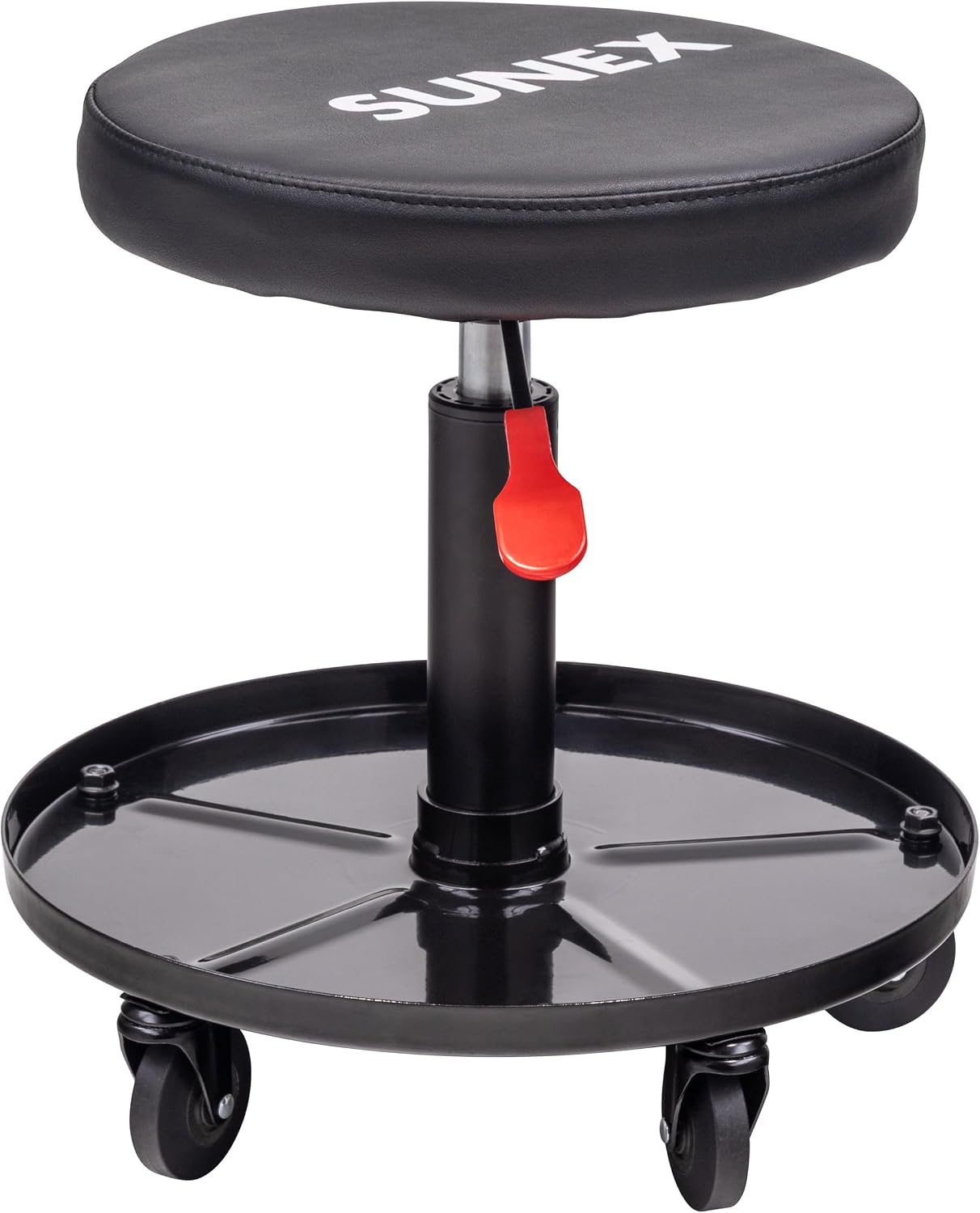 20.5” Adjustable Height Shop Seat with 1" Deep Tool Tray (Black/Red)