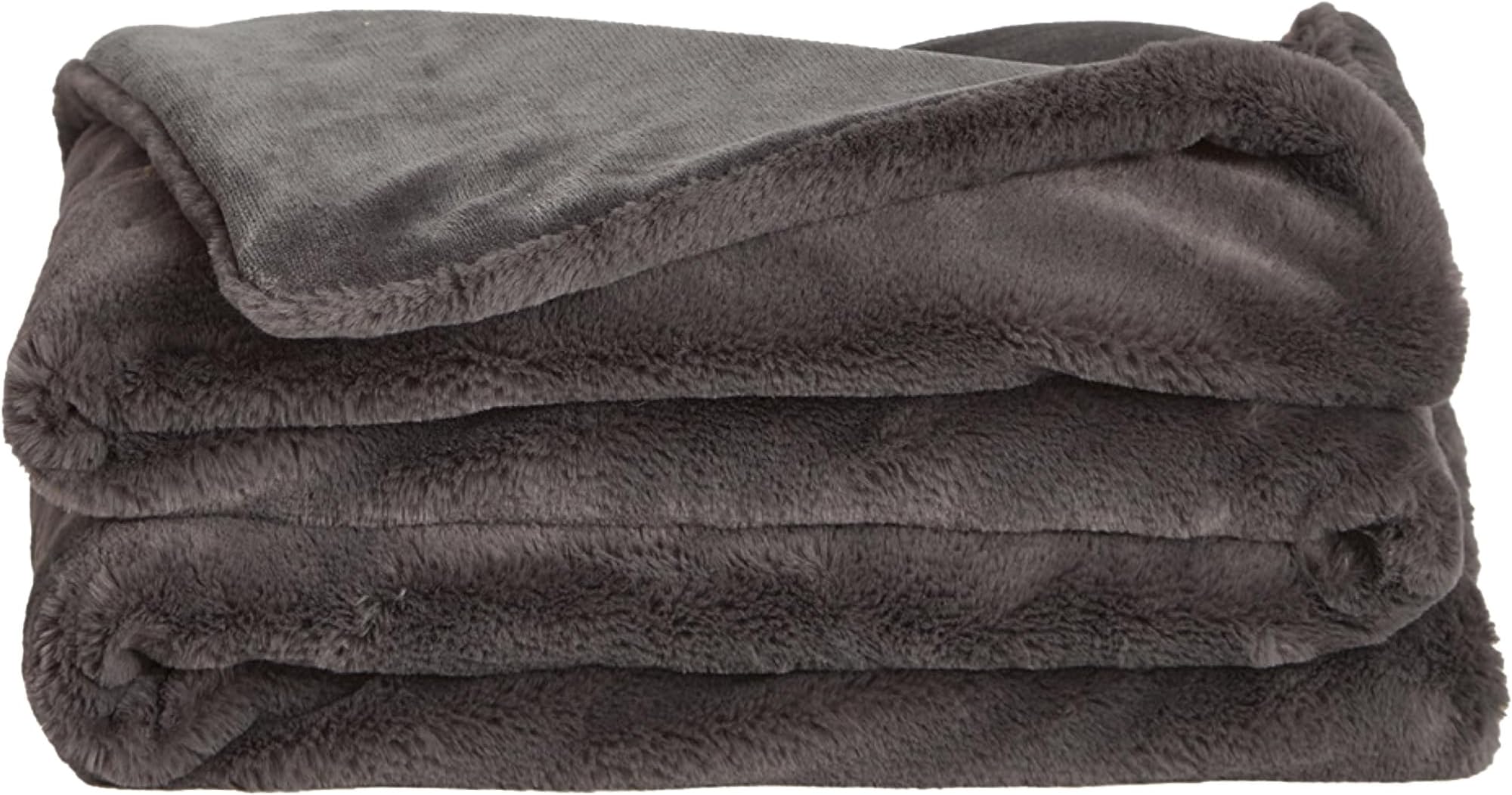 UnHide Lil’ Marsh Faux Fur Blanket - Lightweight, Soft Throw Blanket - Machine Washable - Ideal for Bed, Couch, or Reading Chair- Small (50" x 60") Charcoal Charlie