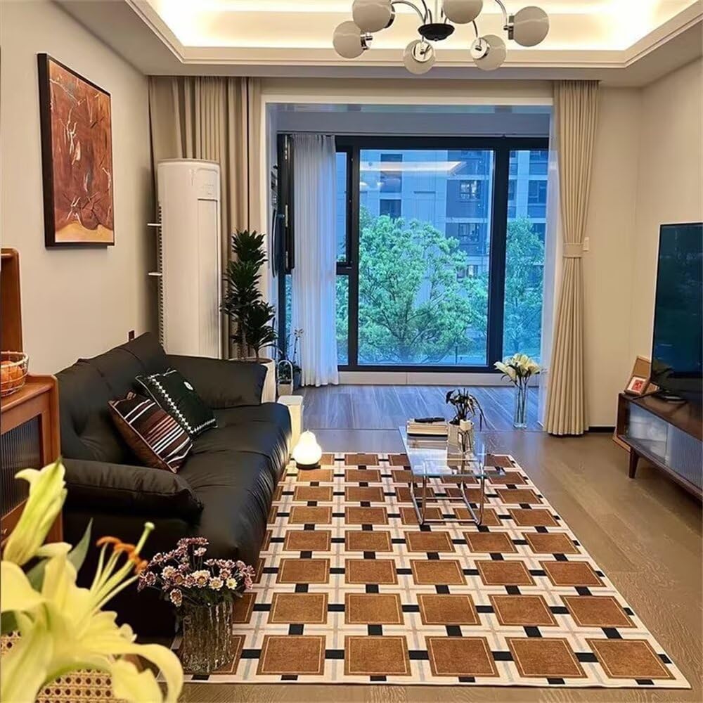 Tapis salon lavable et antidérapant motif géométrique 90x180