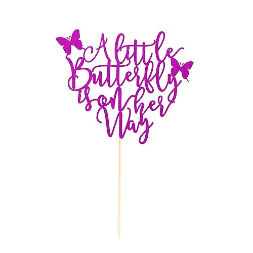 Miniatura 3 de Arthsdite Decoración para tartas A Little Butterfly Is On Her Way, anuncio de embarazo, revelación de género, baby shower, bienvenida al recién