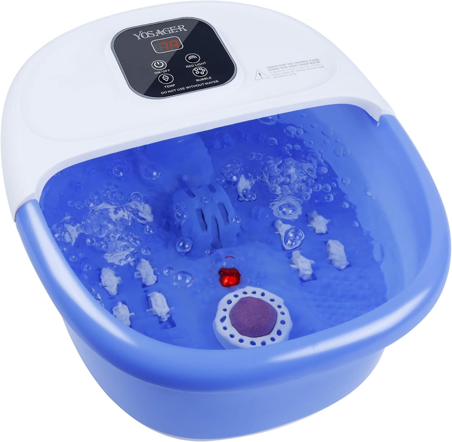 yosager Foot Bath Spa with Digital Temperature Control, Pedicure Massager with Heat Bubbles Tub, Infrared Relieve Stress, Pedicure Spa, Massage Rollers, Household Relaxing Help Sleep