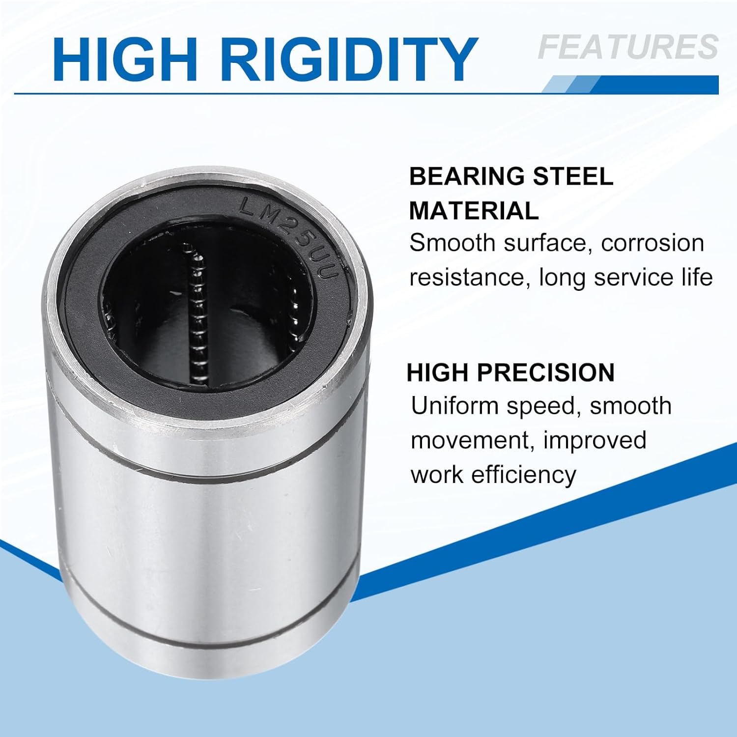 uxcell 6Pcs LM25UU Linear Bearing 25mm Bore 40mm OD 59mm Length Linear Ball Bearings Double Side Rubber Sealed Bearing Steel for CNC Machine 3D Printer Food Packaging Machine