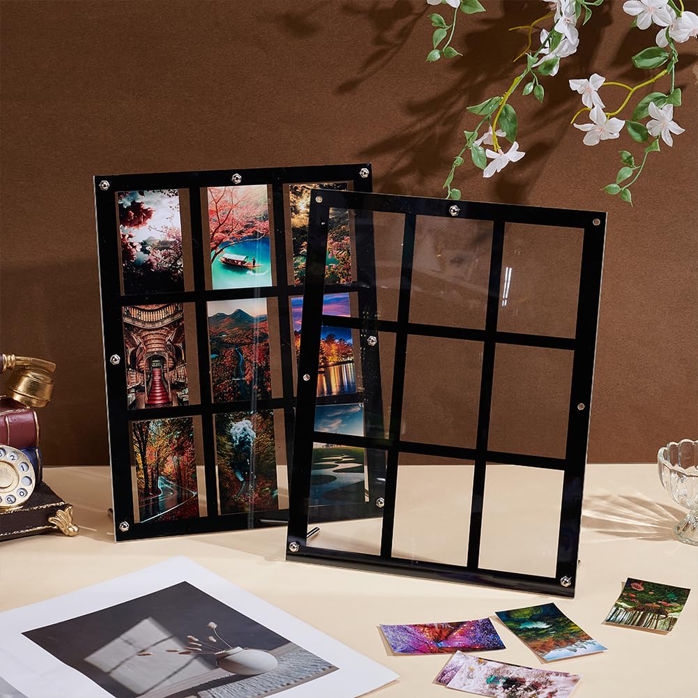 UNICRAFTALE 2 set di 9 carte in acrilico per esposizione di carte da collezione sportive, espositore per carte da tavolo, nero, espositore per carte da baseball, espositore per carte da basket, calcio