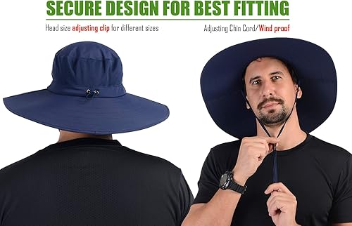 Miniatura 6 de USHAKE Sombrero de pesca plegable de ala súper ancha, sombrero de safari, sombrero de sol UPF 50+