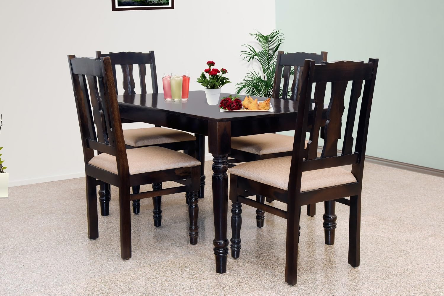 WOODY Furniture™ Dining Table 4 Seater with Chairs | 4 Seater Dining ...
