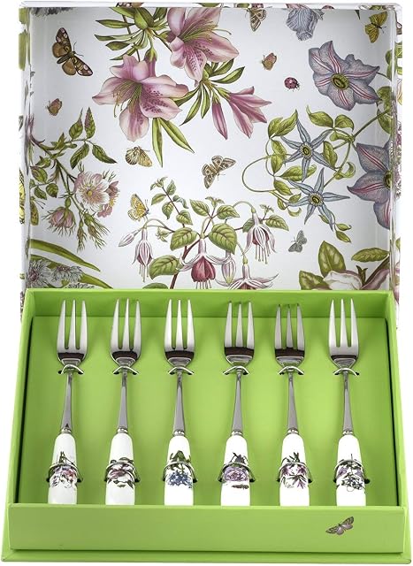 Portmeirion Home & Gifts 6-Piece Pastry Fork, Porcelain, Multi-Colour, 1 x 1 x 15 cm