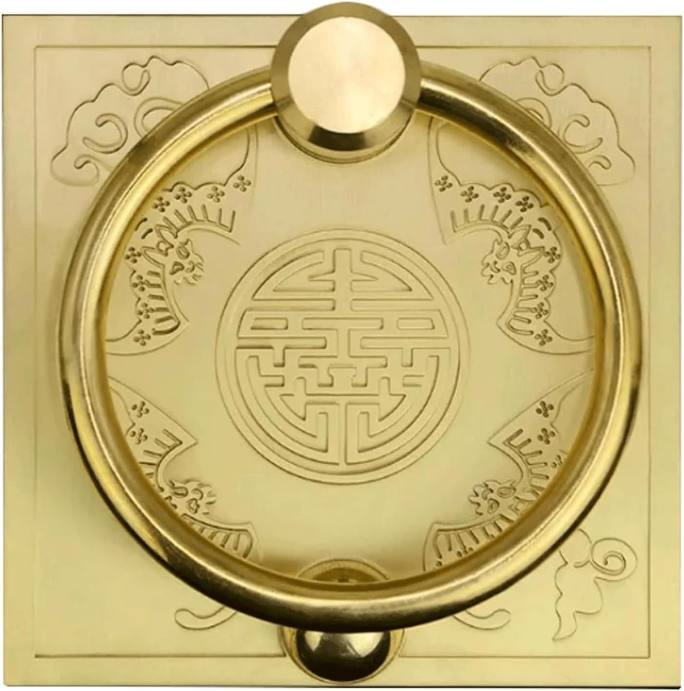 TIST Iron Door Knocker Brass Door Knocker Retro Chinese Style Door Knock Front Door Door Ring Knocker for Home Door Handle Decor Surface-Mounted Installation(Gold,13cm)