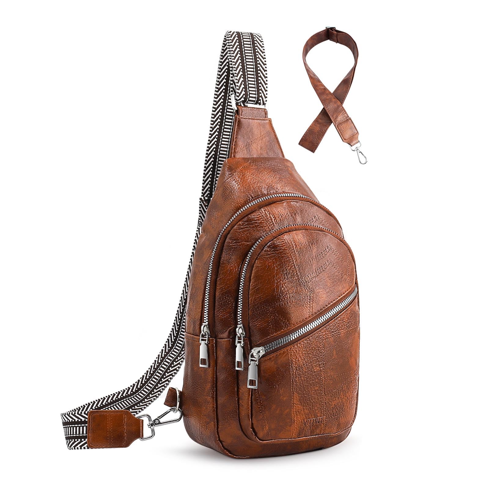 VITTINYSling Bag for Women Crossbody Purse, Fanny Pack Crossbody Bags for Women Trendy, Faux Leather Chest Bag
