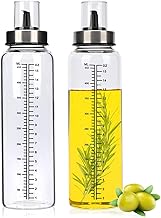 VIBINHO Lot de 2 Bouteille Huile Olive Bec Verseur, 500ml huilier en Verre Borosilicaté, Kit de Distributeur d'Huile avec Graduation Claire, Bouteille en Verre Pour Cuisine et Barbecue
