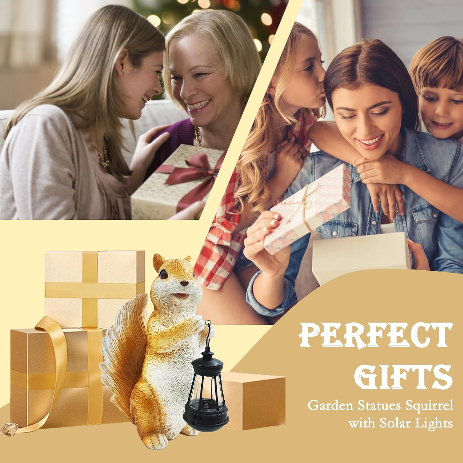 Solar Garden Statues Squirrel Decor - Resin Outdoor/Indoor Squirrel Sculpture Garden Lights Statue Decoration for Patio Home Yard Lawn, Unique Garden Figurine Lights Gift for Mom Grandma - Image 7