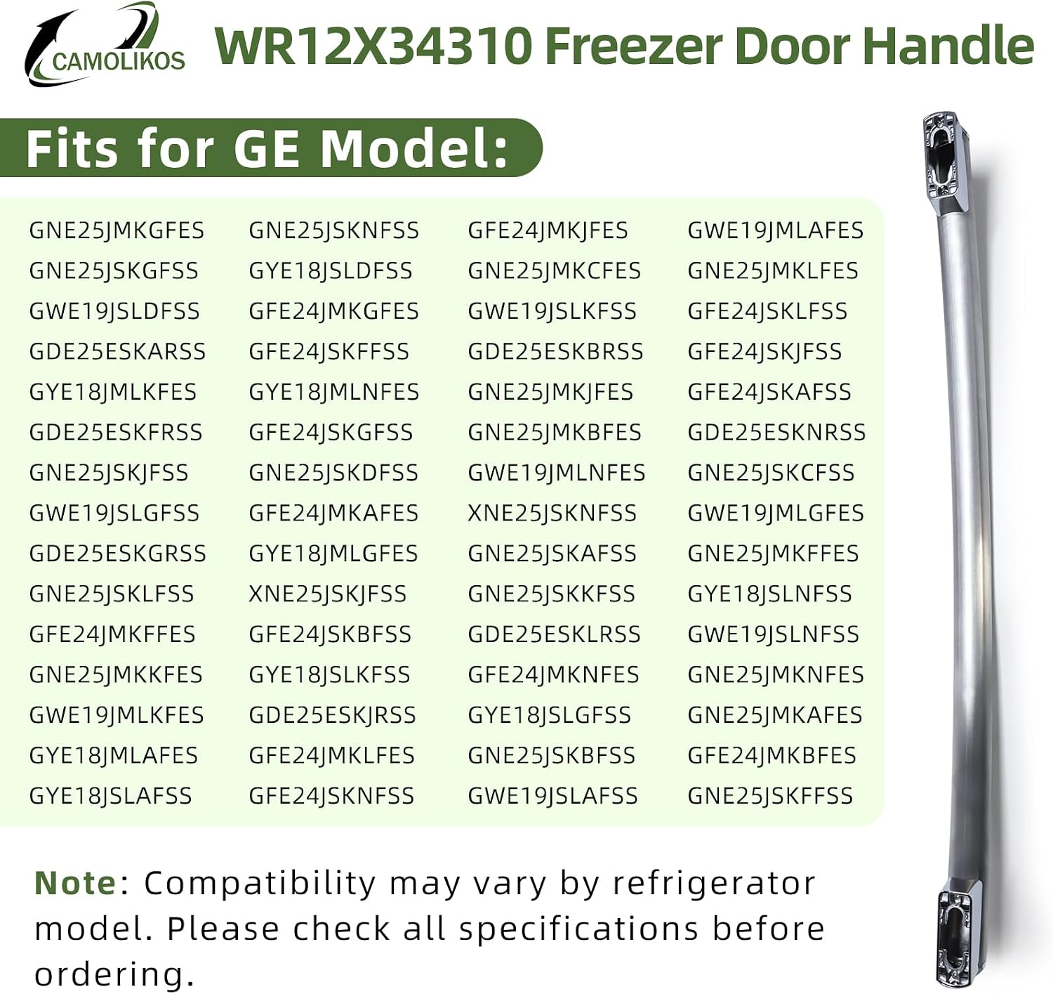 WR12X34310 Freezer Door Handle Stainless Steel Fits for GE Refrigerator