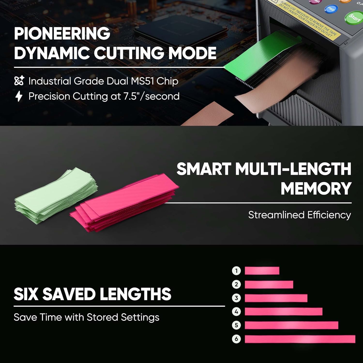 BladeMaster Automatic Ribbon Tape Cutting Machine │2024 Upgraded Model Smart Auto Tape Dispenser Grey Commercial Grade Intelligent Cutter USA