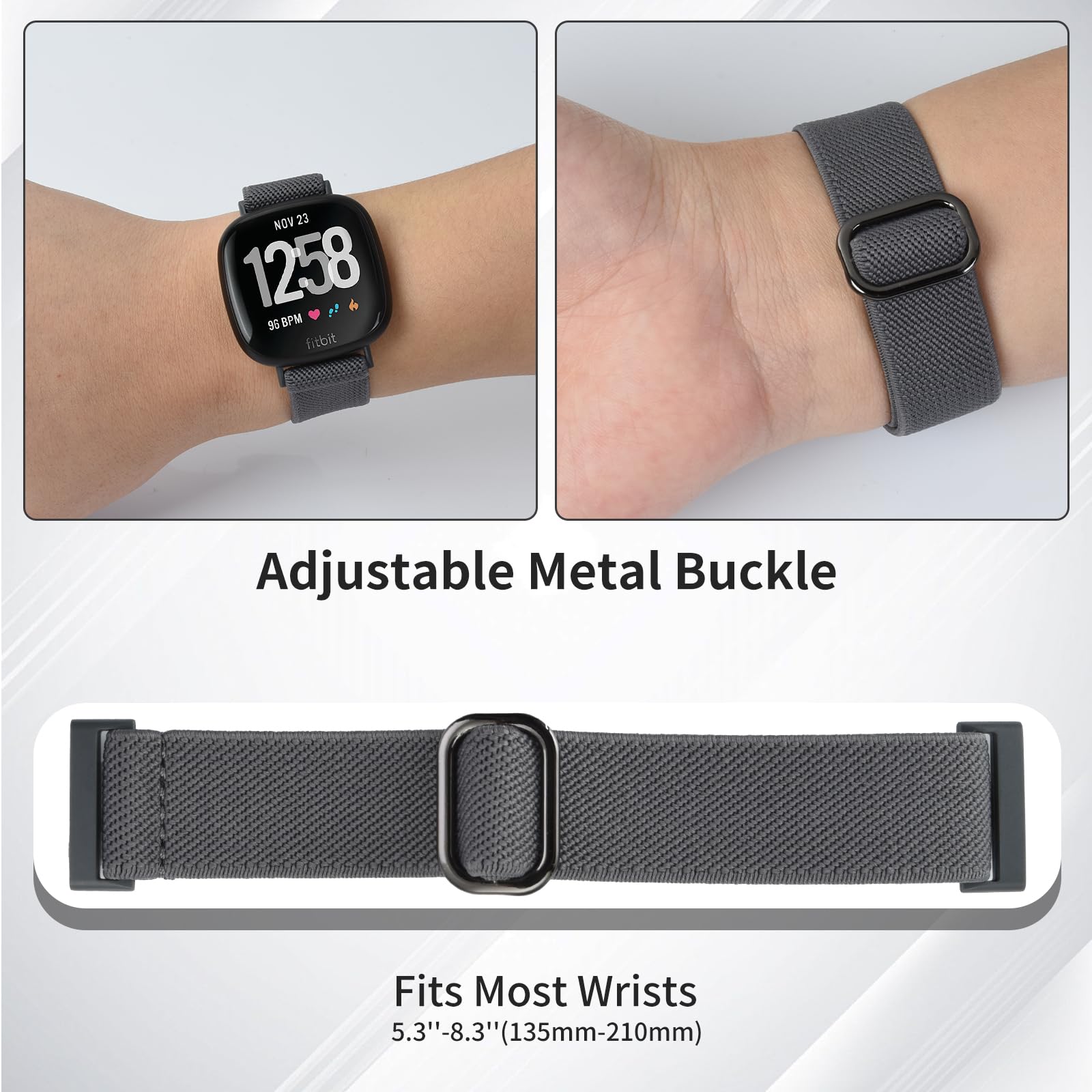 aceyoon Pasek kompatybilny z zegarkiem Fitbit Versa 4 / Fitbit Versa 3 / Fitbit Versa 2 / Fitbit Sense dla kobiet i mężczyzn, Große, Nylon, Bez perły