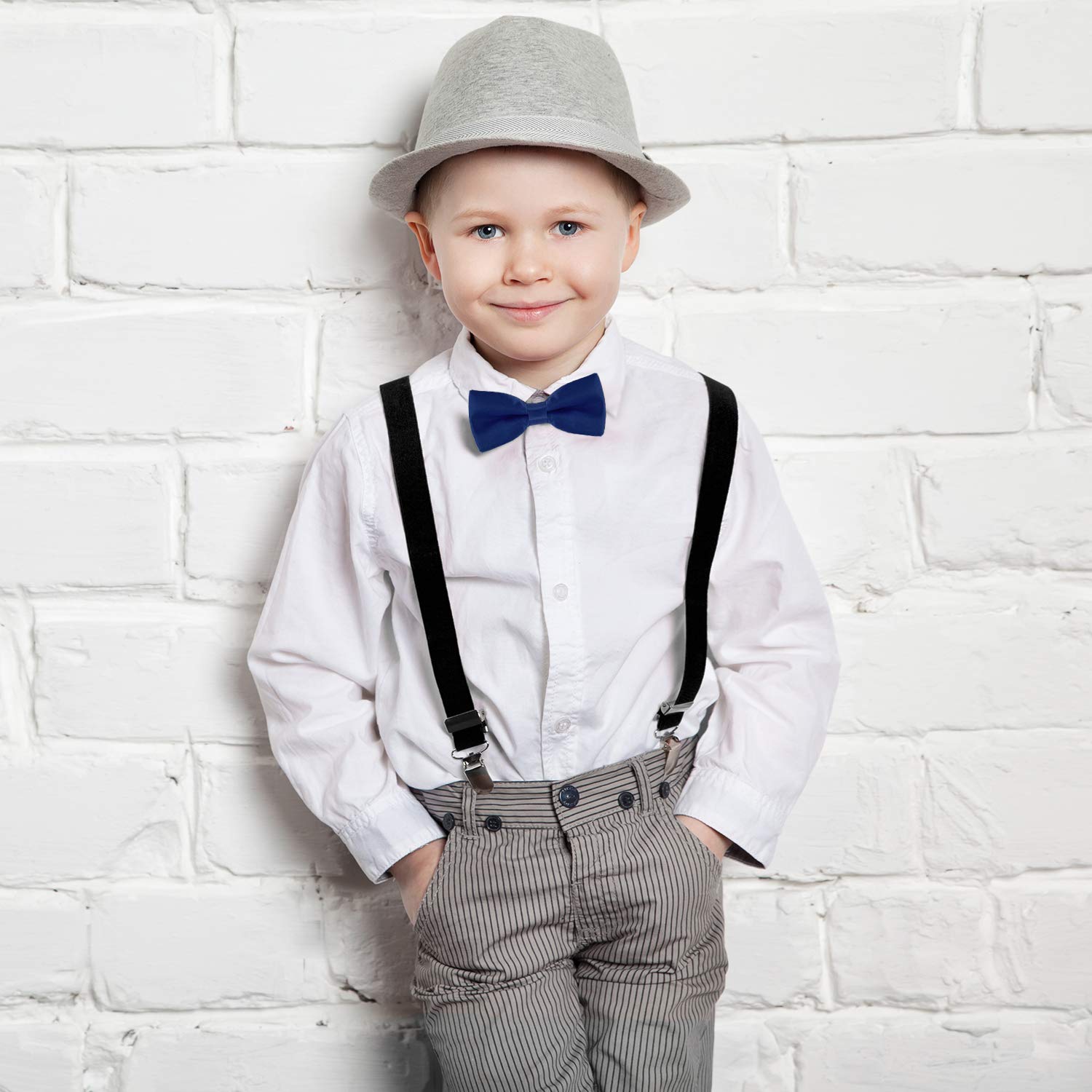 DonDon pajarita noble para niños combinada ajustable 9x4,5 cm brillada seda