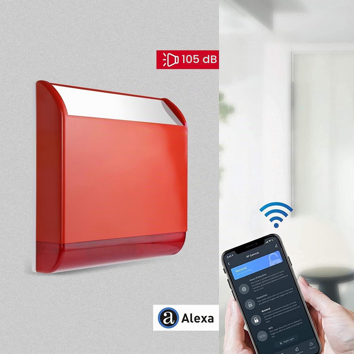 Wolf Guard LB-12WF Sirène d'Alarme WiFi sans Fil, Système d'Alarme de Sécurité pour la Maison, Garage et Abri de Jardin, Contrôle par Application