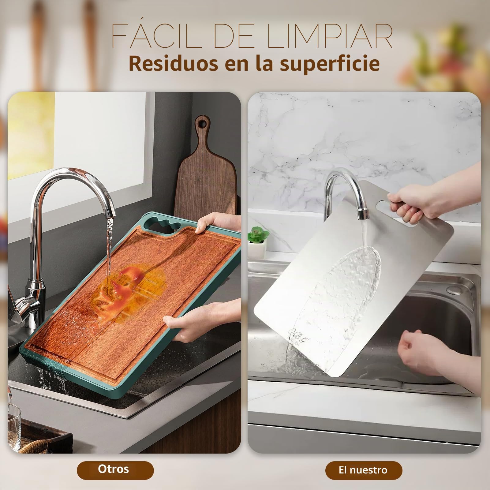 Juego de tres tablas de cortar de doble cara, tabla de cortar de acero inoxidable, tabla de cortar de acero inoxidable 304 para verduras, carne y frutas (L)