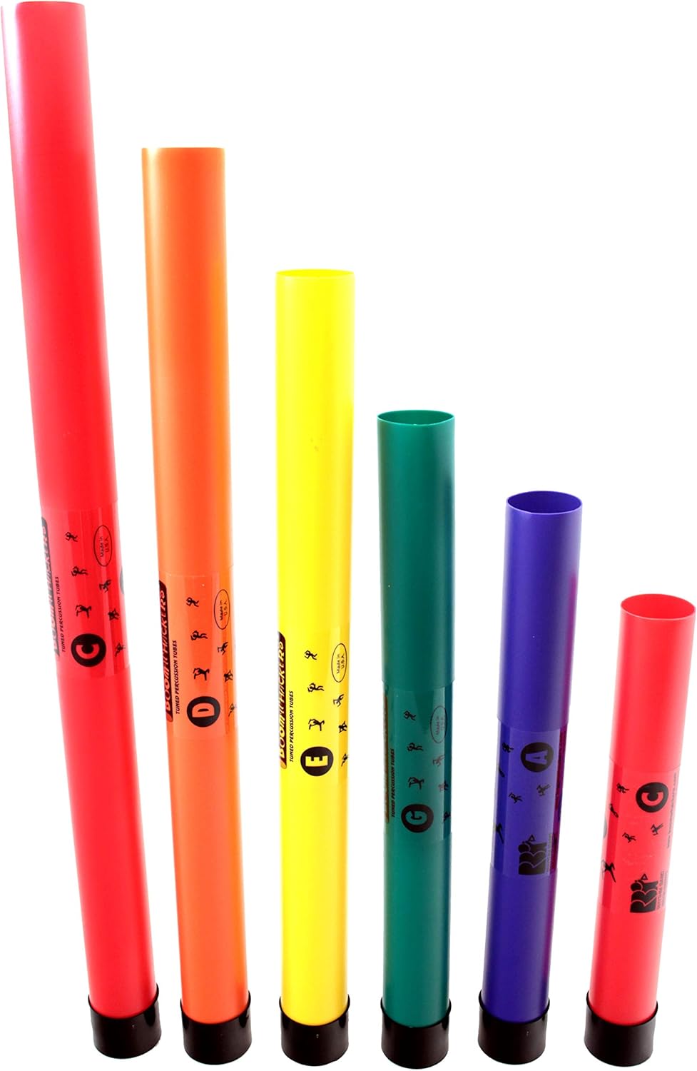 Boomwhackers BWPGOC6 6-Note Pentatonic Set Tuned Percussion Tubes W/Octavator Caps - C', D', E', G', A', C"