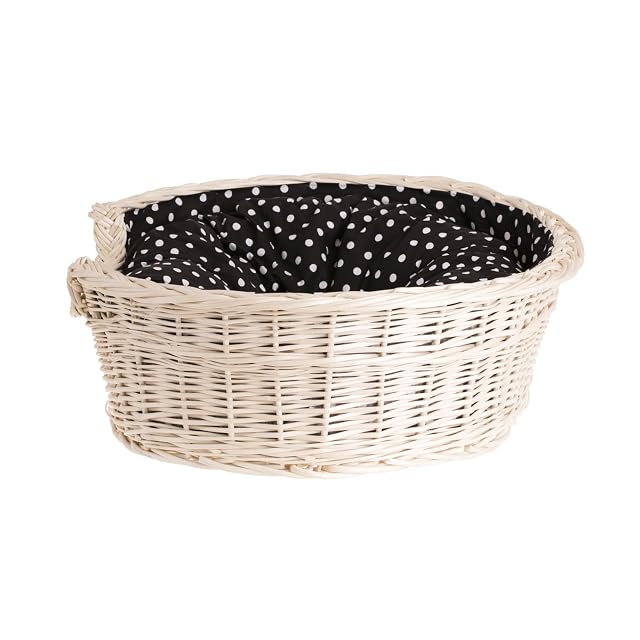 Foto 6 de 8 de e-wicker24 Cesta para Perros de Mimbre, Beige, L 80 x B 60 x H 26 cm