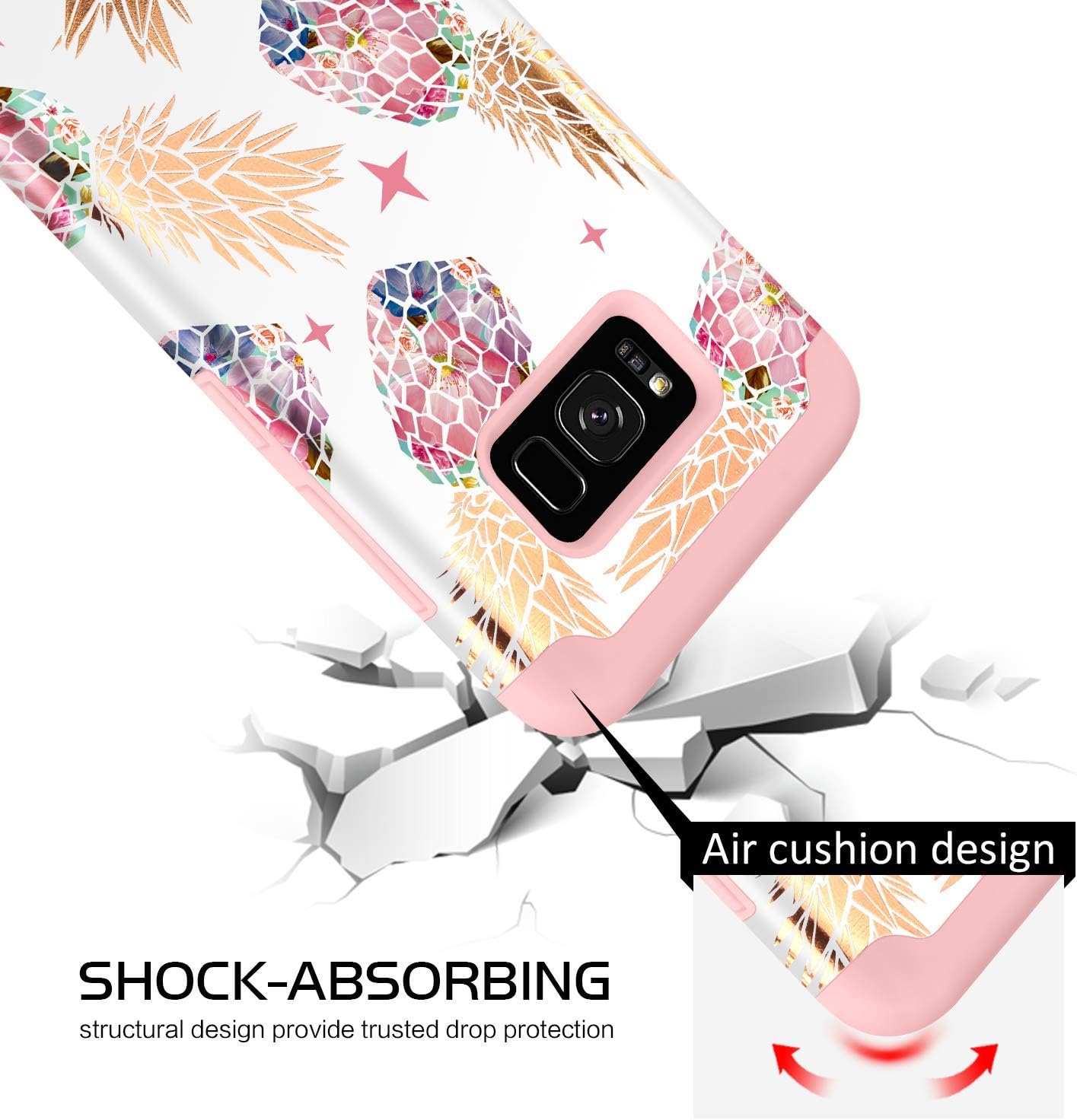 BENTOBEN Galaxy S8 Plus Case,2 in 1 Dual Layer Slim Hard PC Cover Premium Soft Silicone Shock Absorption Bumper 360 Degree Full-Body Heavy Duty Rugged Protective Case for Samsung S8 Plus,Rose Gold