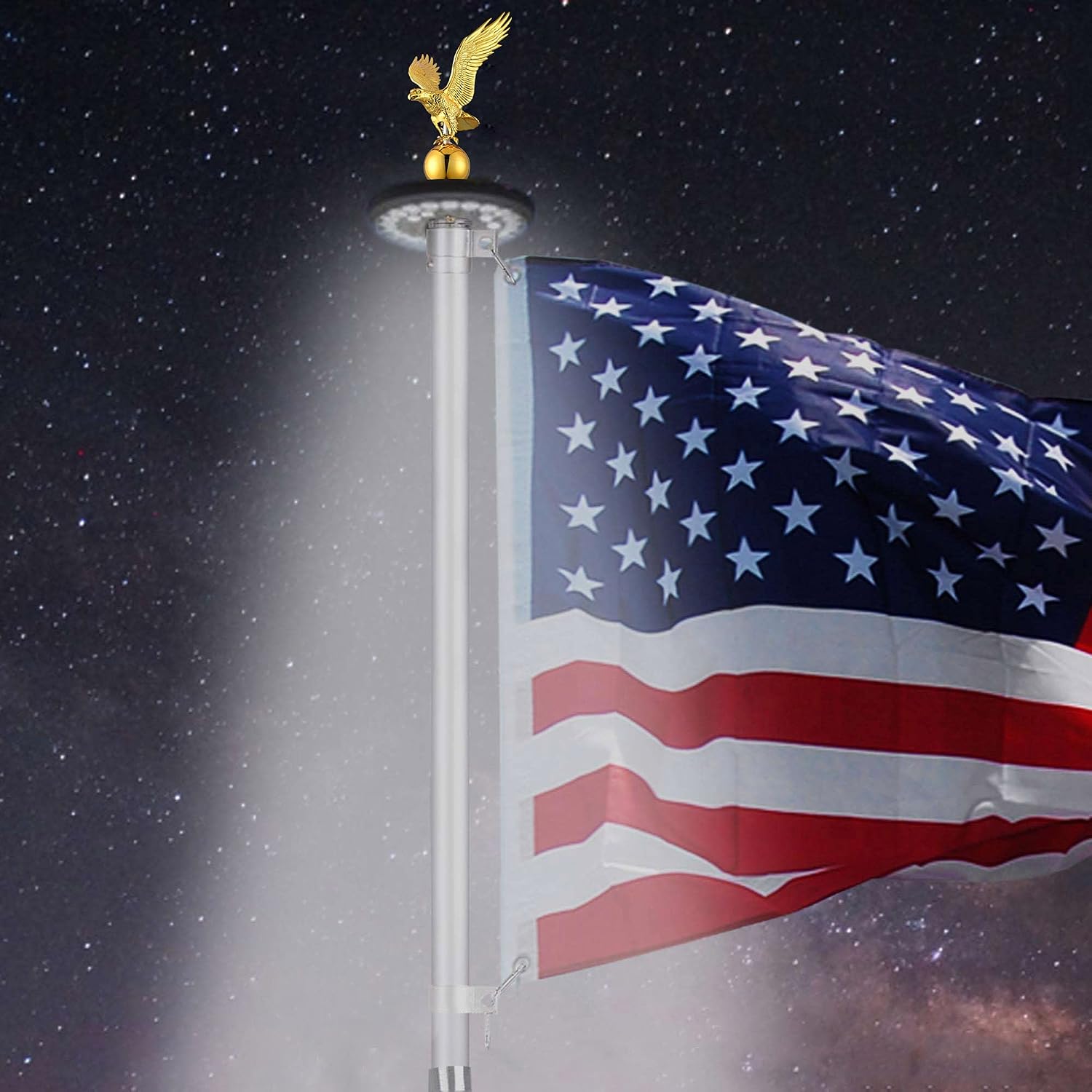 ZeHuoGe Flagpole Finial Ornament Topper 14" Gold Eagle Topper Eagle Head for 20/25/30Ft Telescopic Pole Yard Outdoor (Gold)