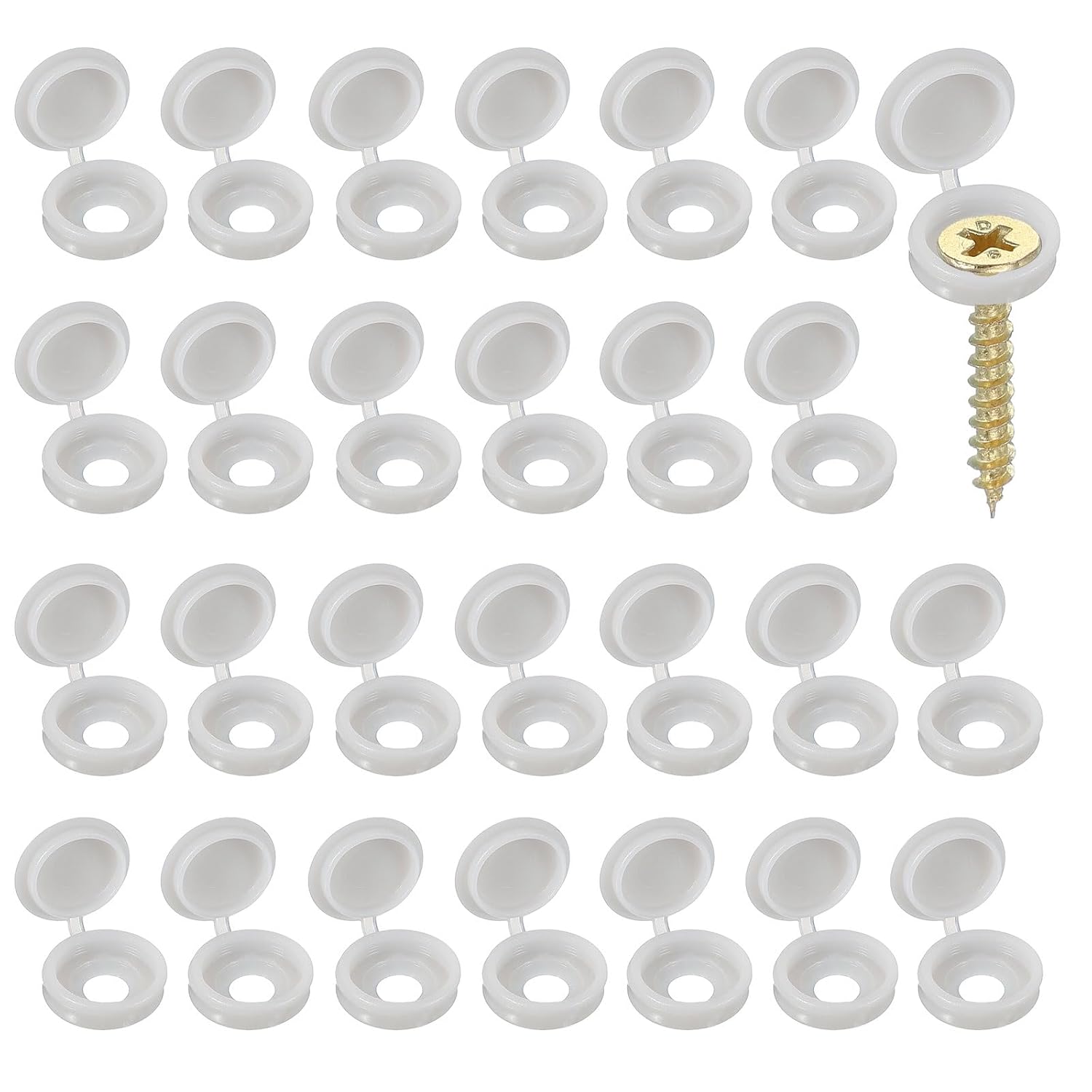 Screw Snap Covers, M5 Plastic Hinged Screw Cover Caps Shutter Screws Fold Snap Washer - Fitting for (Windows/Railings/Home Furniture/Cabinets), 5mm & 120 Pack & Light Grey