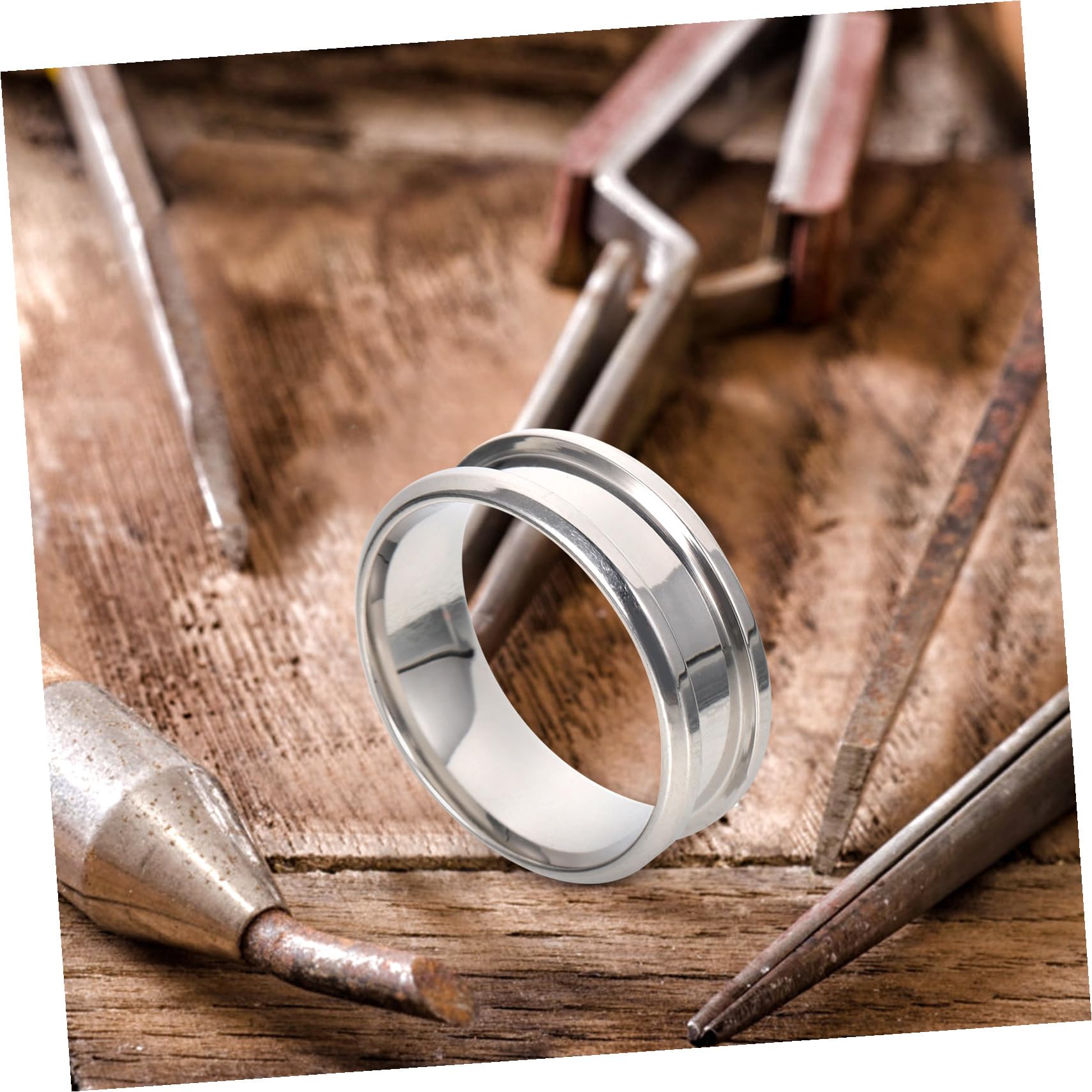 VILLCASE 40 Stk Geriffelter Ring Geriffelter Fingerring Edelstahl Ringmacher Fingerring Aus Stahl Kreisring Ringkernrohlinge Inlay Breitband-fingerringe Hypotenuse Dorn Rostfreier Stahl