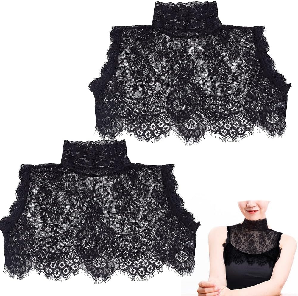 Fake Collar Lace Floral High Neck Turtleneck Faux Detachable Dickey Gothic Style Lace Underwear False Collar