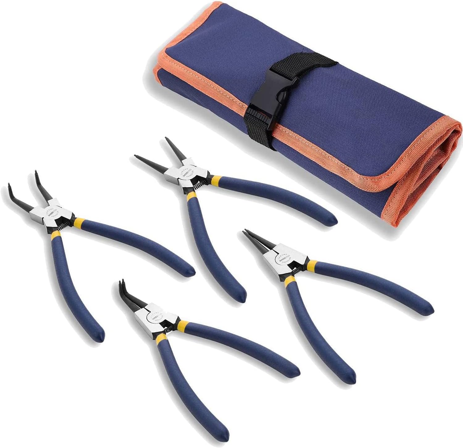 4PCS Snap Ring Pliers Set With Pouch - 7 Inch Internal/External Circlip Pliers Kit For Retaining Rings