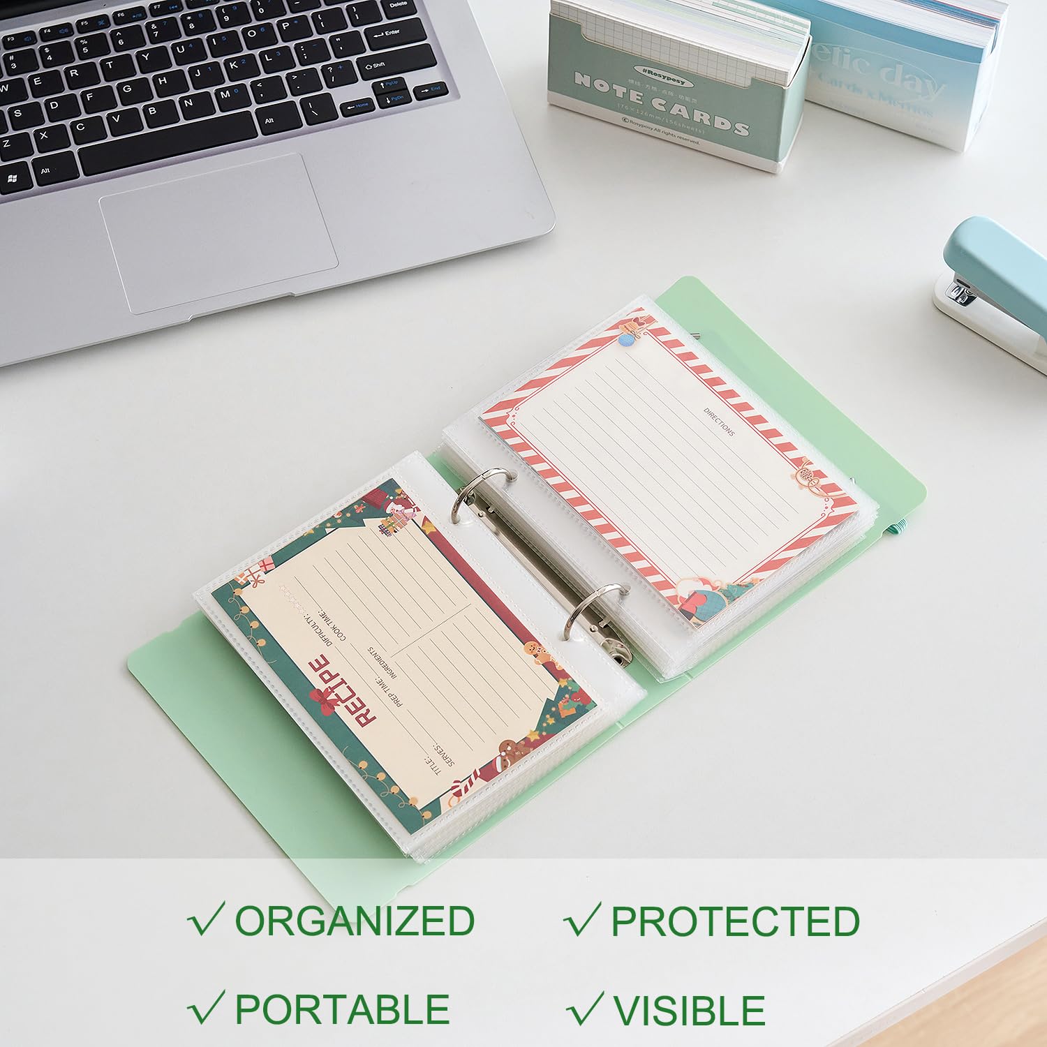 4×6” Index Card Binder Organizer with Plastic Pocket Sleeves, Small  Organized Folder for Recipes Flashcards,Portable notecards case Holder :  Amazon.ca: Office Products