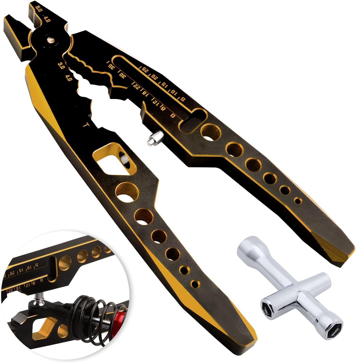 Aluminum Alloy RC Shock Absorber Pliers RC Crawler Shocks Multifunction Pliers RC Rod Ends Disassemble Tools for Traxxas Arrma Axial Losi Redcat Racing Cars Trucks (Black&Gold) : Toys & Games