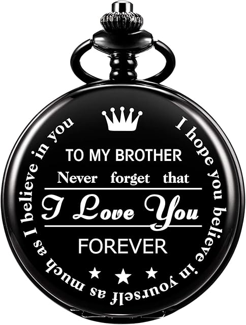ManChDa Personalized Engraved Pocket Watch to Brother, Vintage Pocket Watches with Chain for Men,Anniversary & Birthday Gift