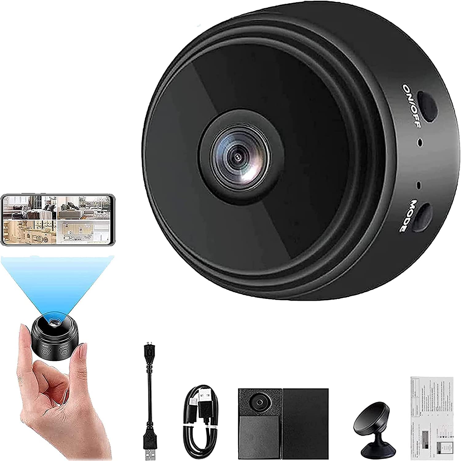 Magnet Indoor Camera Full HD Mini Spy WiFi Magnetic Live Stream Night Vision IP Wireless 1080P Audio Video Hidden Nanny Camera for Home Offices Security.-image-13