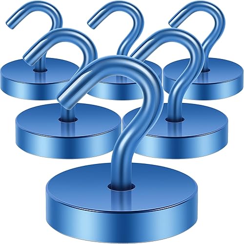 Miniatura 24 de Neosmuk Ganchos Magnéticos de Servicio Pesado, Imán Fuerte con Gancho para Refrigerador, Ganchos Industriales Súper Resistentes de Neodimio Extra