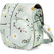PU Leather Camera Case Compatible with Fujifilm Instax Mini 11 12 Instant Camera with Adjustable Strap and Pocket Chrysanthemum
