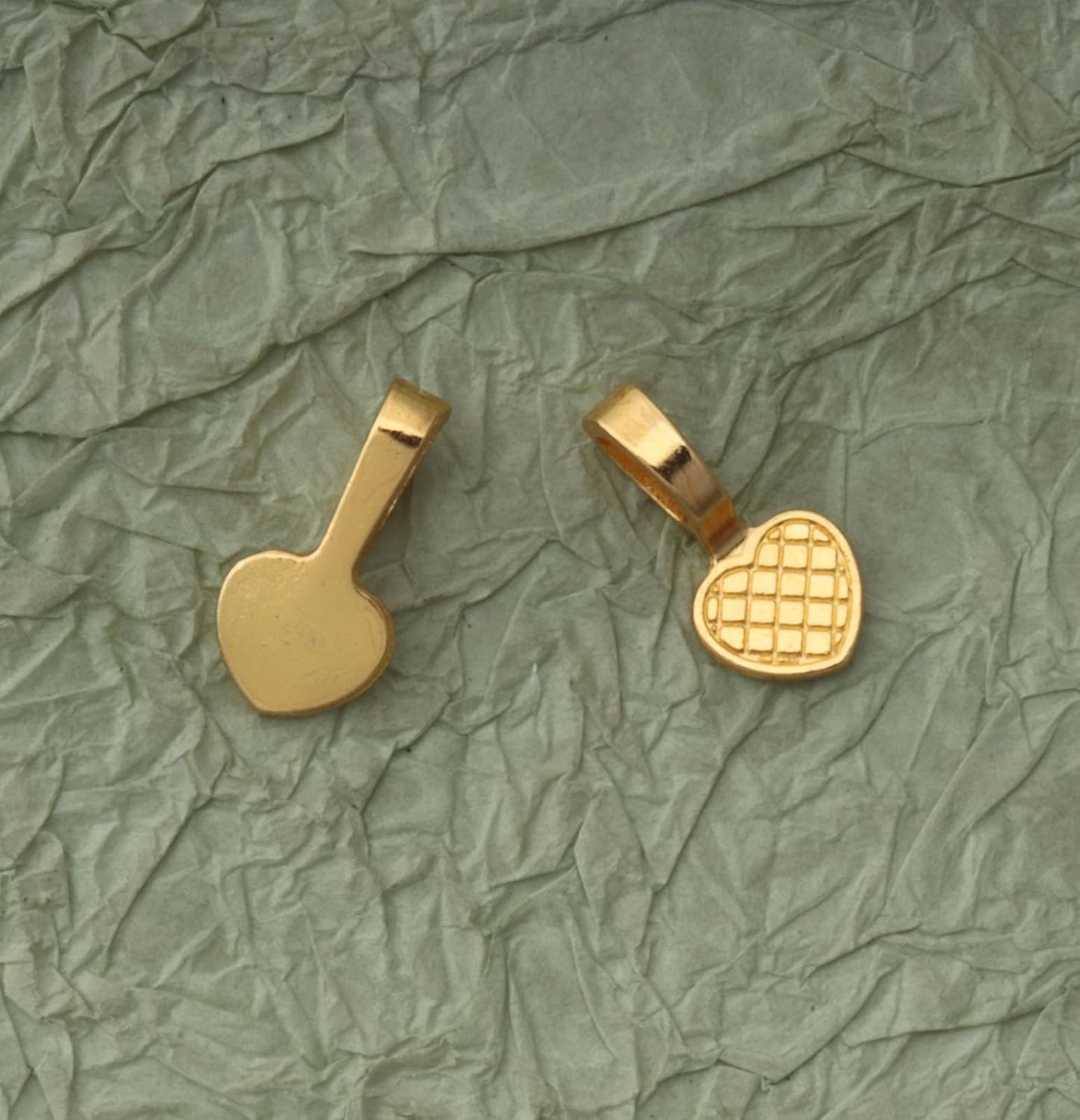 50 Pcs Glue on Bail Pendants Heart Shape 1.9x0.9 cm Metal (Gold) image 5