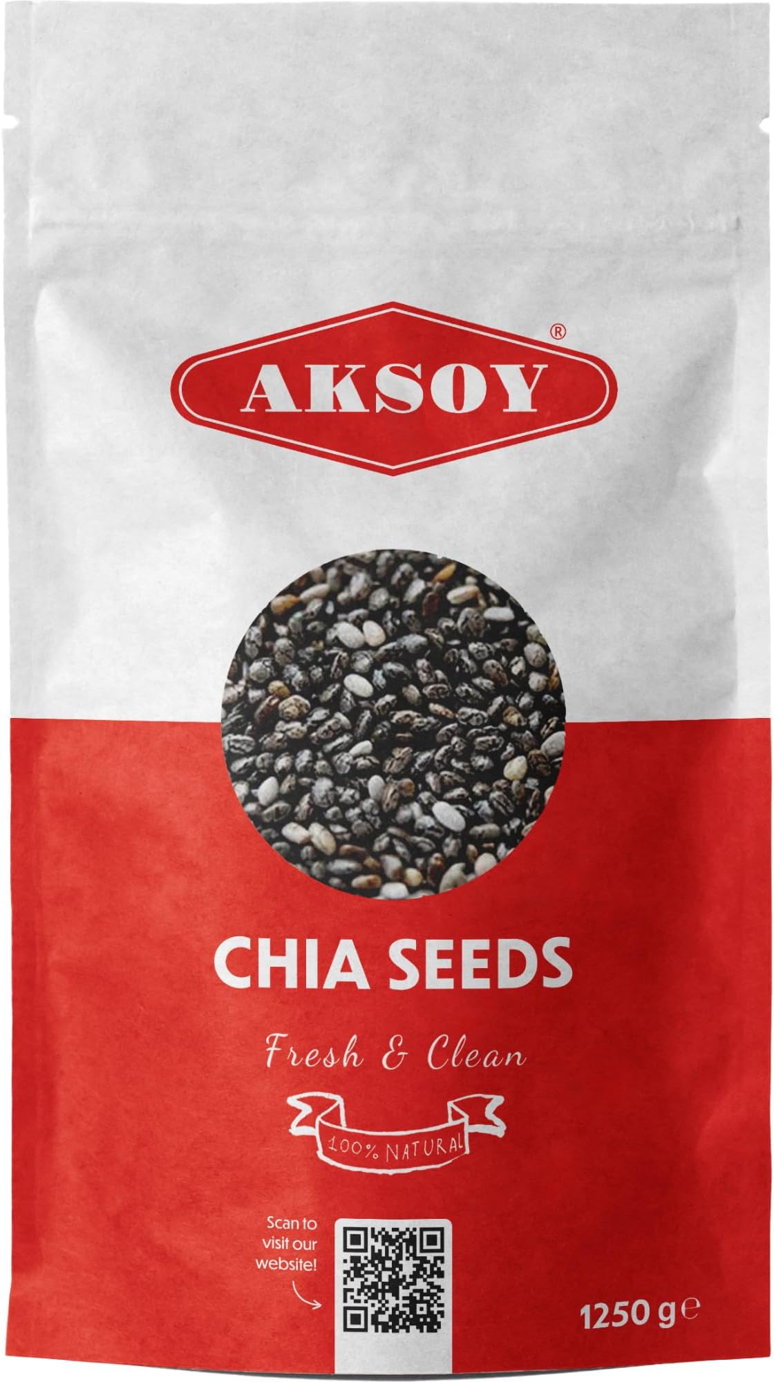 Aksoy Premium Raw Black Chia Seeds, 1.25KG | Non-GMO | Vegan, Keto & Paleo | Nutrient-Dense Seeds with 3g Protein & 5g Fiber for Salads, Yogurt & Smoothies (Packaging May Vary)