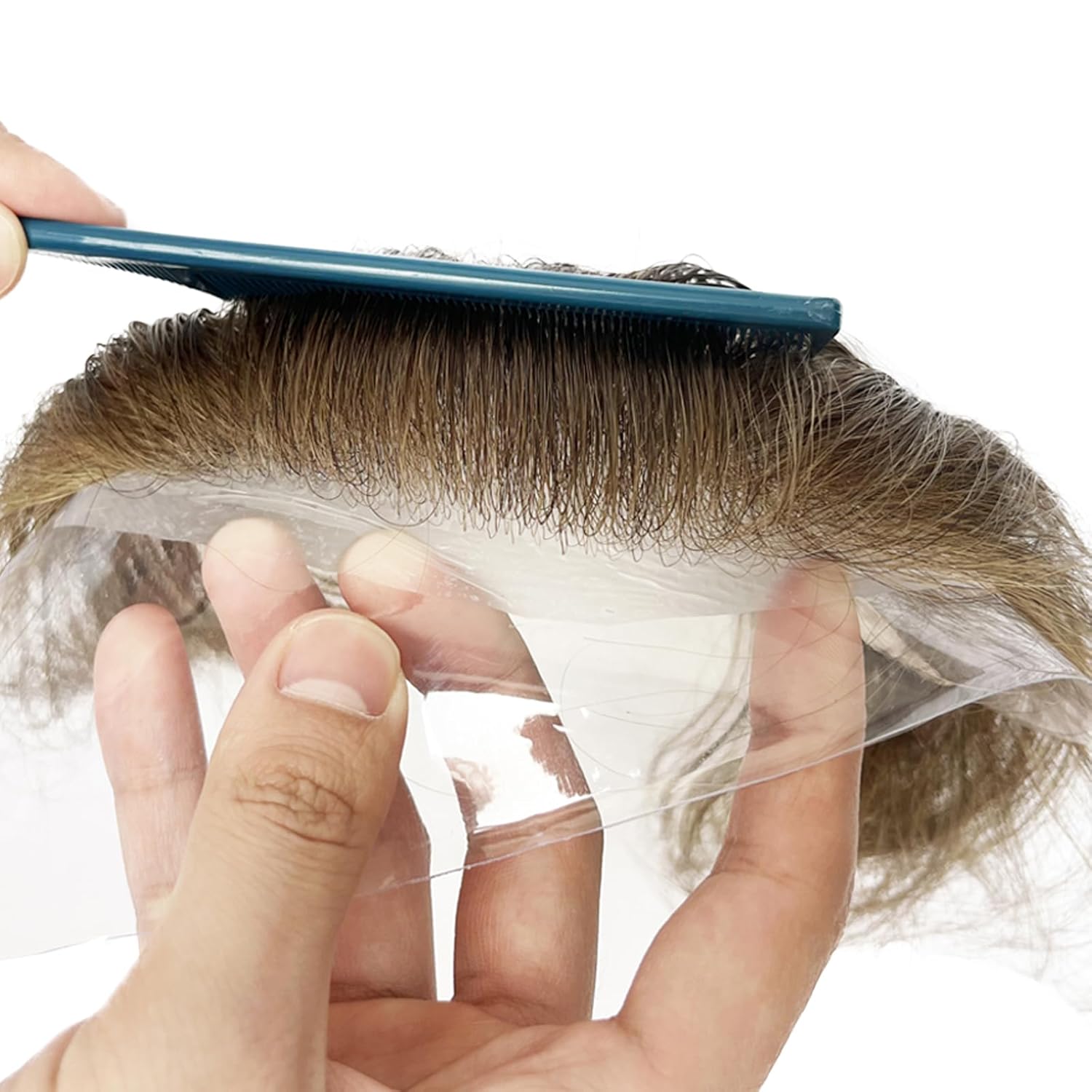 French Lace Frontal Hairpiece for men Natural Hairline V-Shape Replacement System Toupee for Men human hair #5(1.5 * 7inch)