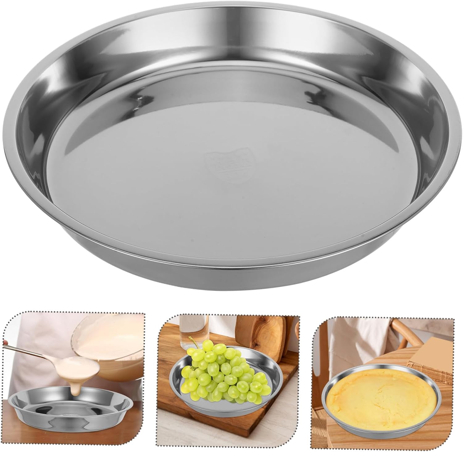 Stainless Steel Round Baking Pan Heavy-duty Nonstick Cake for Baking Cakes Pizza and Bread Scratch- Kitchen Accessory
