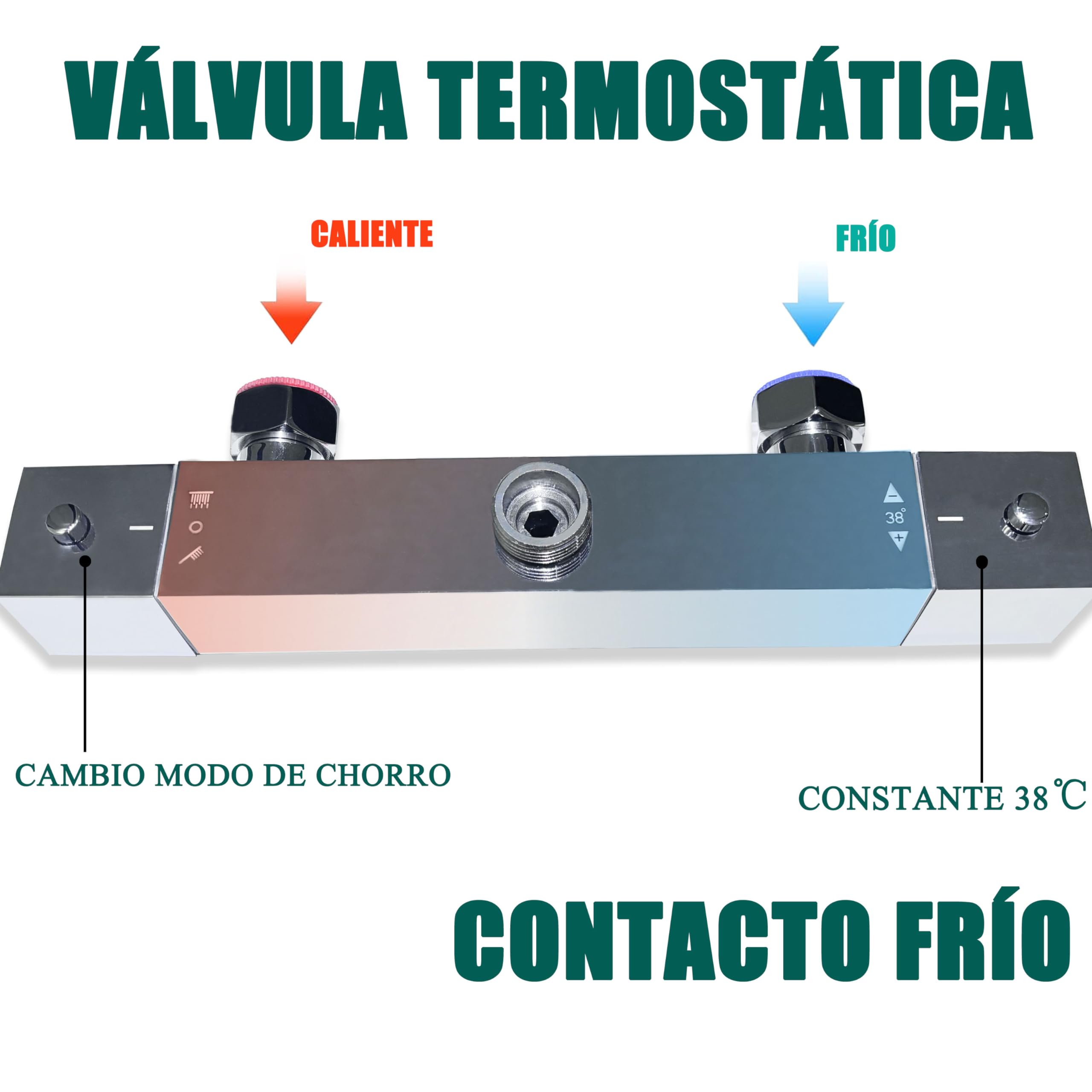 Aica Sanitarios Columna Ducha Termostática en Cromo 80-120cm Regulable en Altura de Barra y Ángulo de Alcachofa Superior, Ducha de Baño