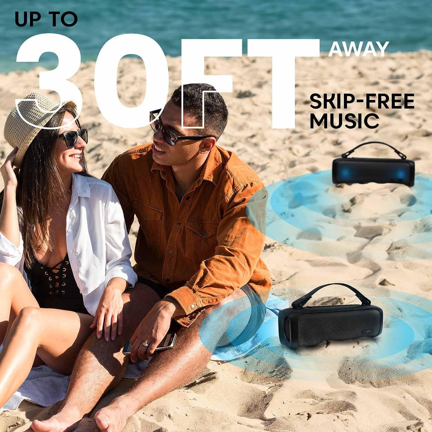 Tyler Wireless Bluetooth Speaker RGB Lighting Long Range Rechargeable Boombox USB MP3 AUX Inputs Fm Radio Sound & Bass Carry Strap Lightweight for Home Outdoor Stereo - Image 5