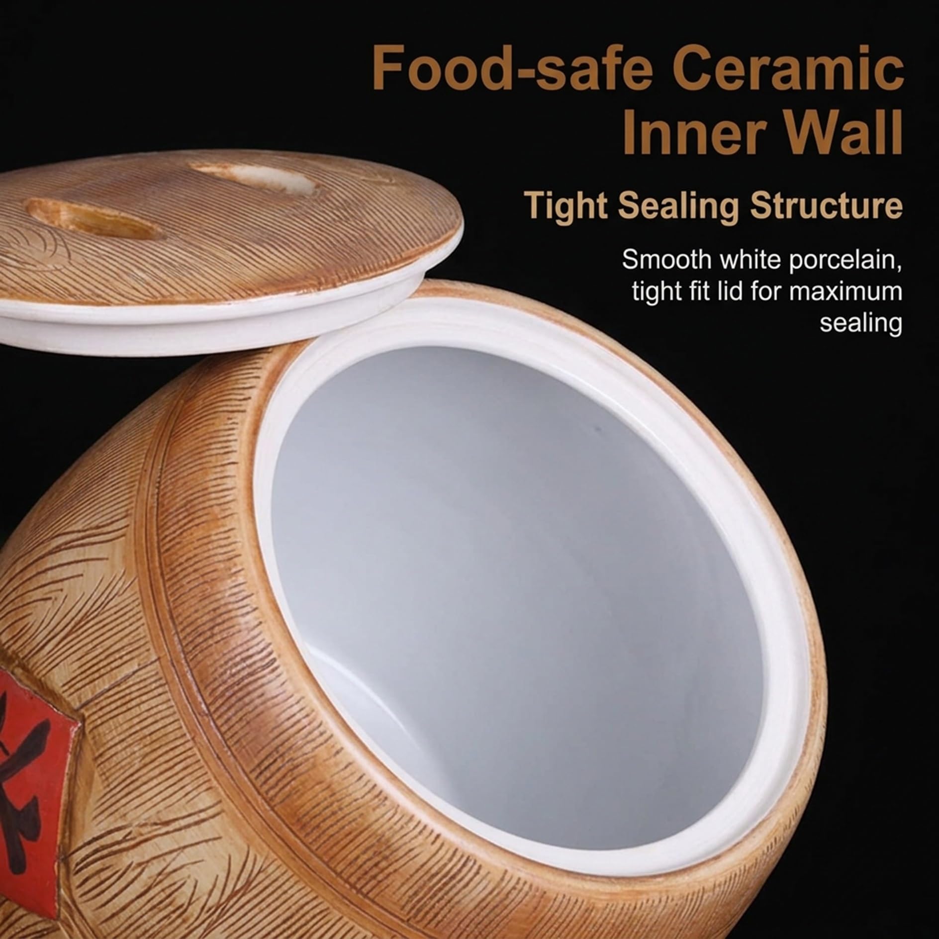 Reisbehälter Keramik Luftdicht Vorratsglas Küche Deko Reisfass mit Deckel Mehl Zucker Vorratsdose Keramiktopf Lebensmittelbehälter(25kg (55lb))