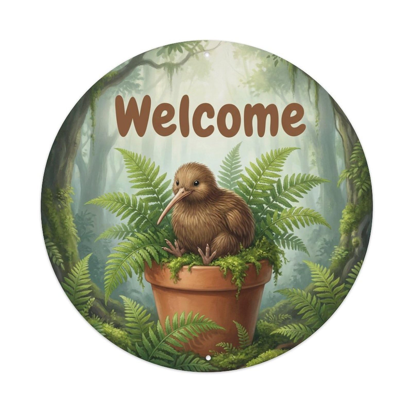 Metal Tin Sign Welcome Kiwi Fern Grotto